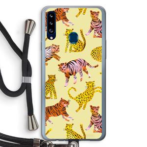 CaseCompany Cute Tigers and Leopards: Samsung Galaxy A20s Transparant Hoesje met koord
