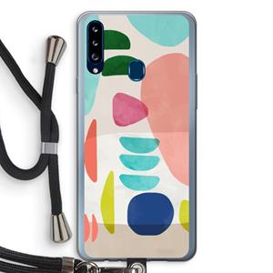 CaseCompany Bold Rounded Shapes: Samsung Galaxy A20s Transparant Hoesje met koord
