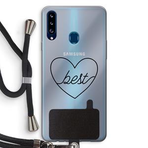 CaseCompany Best heart black: Samsung Galaxy A20s Transparant Hoesje met koord