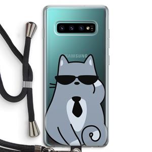 CaseCompany Cool cat: Samsung Galaxy S10 Plus Transparant Hoesje met koord