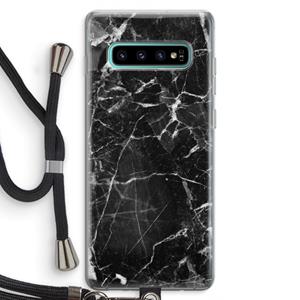 CaseCompany Zwart Marmer 2: Samsung Galaxy S10 Plus Transparant Hoesje met koord