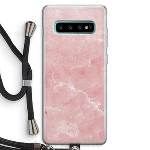 CaseCompany Roze marmer: Samsung Galaxy S10 Plus Transparant Hoesje met koord