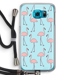 CaseCompany Anything Flamingoes: Samsung Galaxy S6 Transparant Hoesje met koord