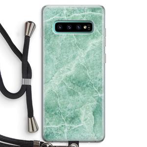 CaseCompany Groen marmer: Samsung Galaxy S10 Plus Transparant Hoesje met koord