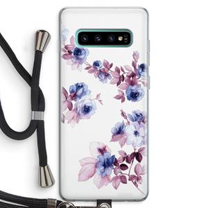 CaseCompany Waterverf bloemen: Samsung Galaxy S10 Plus Transparant Hoesje met koord