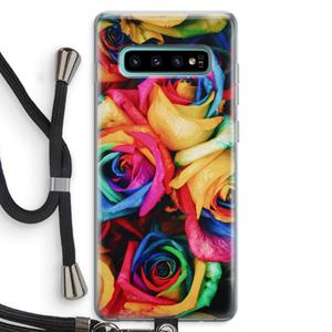 CaseCompany Neon bloemen: Samsung Galaxy S10 Plus Transparant Hoesje met koord