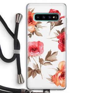 CaseCompany Roosjes: Samsung Galaxy S10 Plus Transparant Hoesje met koord
