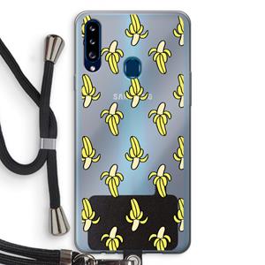 CaseCompany Bananas: Samsung Galaxy A20s Transparant Hoesje met koord