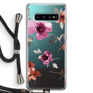 CaseCompany Geschilderde bloemen: Samsung Galaxy S10 Plus Transparant Hoesje met koord