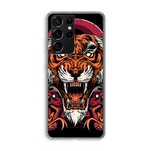 CaseCompany Tiger and Rattlesnakes: Samsung Galaxy S21 Ultra Transparant Hoesje