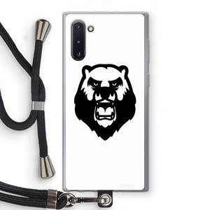 CaseCompany Angry Bear (white): Samsung Galaxy Note 10 Transparant Hoesje met koord