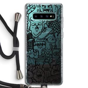 CaseCompany Vexx Black Mixtape: Samsung Galaxy S10 Plus Transparant Hoesje met koord