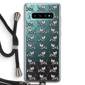 CaseCompany Zwarte poes: Samsung Galaxy S10 Plus Transparant Hoesje met koord