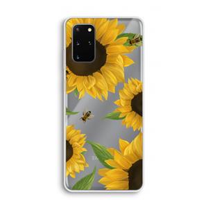 CaseCompany Sunflower and bees: Samsung Galaxy S20 Plus Transparant Hoesje