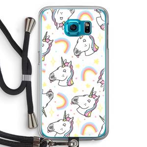 CaseCompany Rainbow Unicorn: Samsung Galaxy S6 Transparant Hoesje met koord