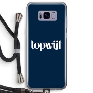 CaseCompany Topwijf Navy: Samsung Galaxy S8 Plus Transparant Hoesje met koord