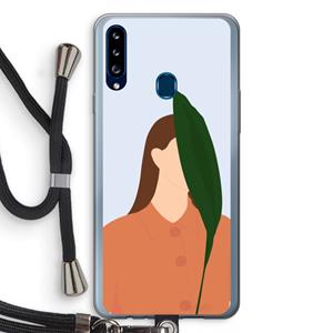 CaseCompany Leaf: Samsung Galaxy A20s Transparant Hoesje met koord