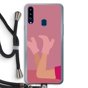CaseCompany Pink boots: Samsung Galaxy A20s Transparant Hoesje met koord
