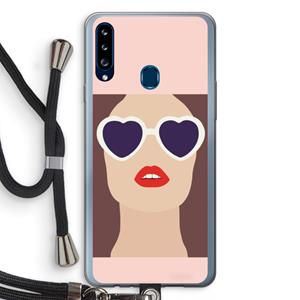 CaseCompany Red lips: Samsung Galaxy A20s Transparant Hoesje met koord