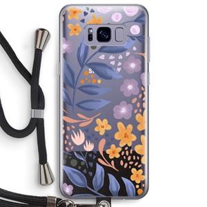CaseCompany Flowers with blue leaves: Samsung Galaxy S8 Plus Transparant Hoesje met koord