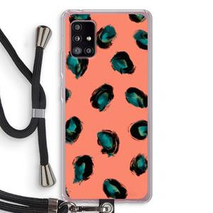 CaseCompany Pink Cheetah: Samsung Galaxy A51 5G Transparant Hoesje met koord