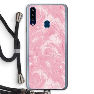 CaseCompany Abstract Painting Pink: Samsung Galaxy A20s Transparant Hoesje met koord