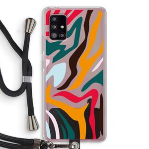 CaseCompany Colored Zebra: Samsung Galaxy A51 5G Transparant Hoesje met koord