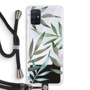 CaseCompany Tropical watercolor leaves: Samsung Galaxy A71 Transparant Hoesje met koord