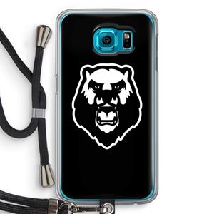 CaseCompany Angry Bear (black): Samsung Galaxy S6 Transparant Hoesje met koord