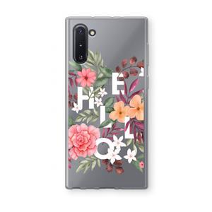 CaseCompany Hello in flowers: Samsung Galaxy Note 10 Transparant Hoesje
