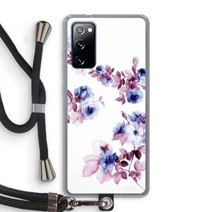 CaseCompany Waterverf bloemen: Samsung Galaxy S20 FE / S20 FE 5G Transparant Hoesje met koord