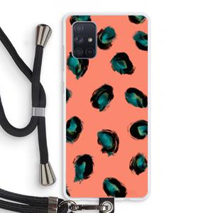 CaseCompany Pink Cheetah: Samsung Galaxy A71 Transparant Hoesje met koord