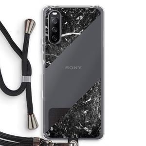 CaseCompany Zwart marmer: Sony Sony Xperia 10 III Transparant Hoesje met koord