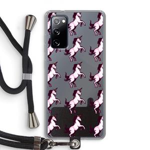 CaseCompany Musketon Unicorn: Samsung Galaxy S20 FE / S20 FE 5G Transparant Hoesje met koord