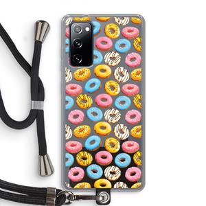 CaseCompany Pink donuts: Samsung Galaxy S20 FE / S20 FE 5G Transparant Hoesje met koord