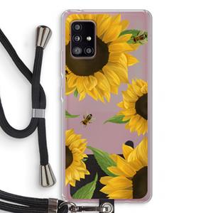 CaseCompany Sunflower and bees: Samsung Galaxy A51 5G Transparant Hoesje met koord