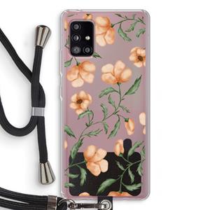 CaseCompany Peachy flowers: Samsung Galaxy A51 5G Transparant Hoesje met koord