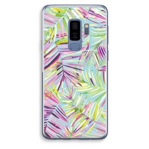 CaseCompany Tropical Palms Blue: Samsung Galaxy S9 Plus Transparant Hoesje