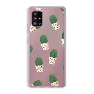 CaseCompany Cactusprint roze: Samsung Galaxy A51 5G Transparant Hoesje