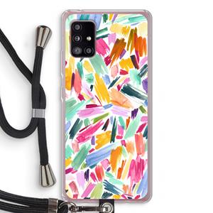 CaseCompany Watercolor Brushstrokes: Samsung Galaxy A51 5G Transparant Hoesje met koord