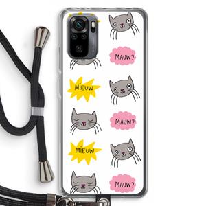 CaseCompany Meow: Xiaomi Redmi Note 10 Pro Transparant Hoesje met koord