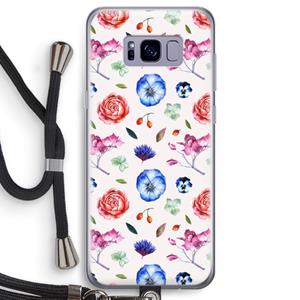 CaseCompany Bloemetjes: Samsung Galaxy S8 Transparant Hoesje met koord