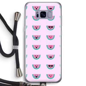 CaseCompany Smiley watermeloenprint: Samsung Galaxy S8 Transparant Hoesje met koord