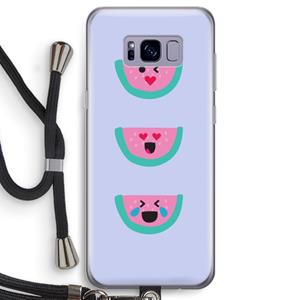 CaseCompany Smiley watermeloen: Samsung Galaxy S8 Transparant Hoesje met koord