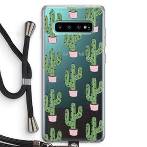 CaseCompany Cactus Lover: Samsung Galaxy S10 Plus Transparant Hoesje met koord