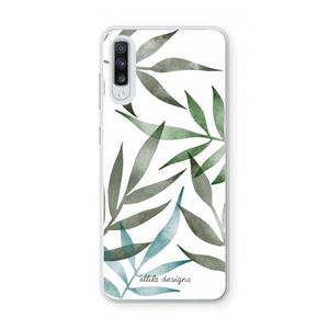 CaseCompany Tropical watercolor leaves: Samsung Galaxy A70 Transparant Hoesje