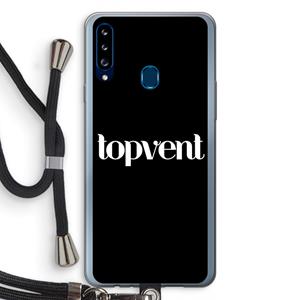 CaseCompany Topvent Zwart: Samsung Galaxy A20s Transparant Hoesje met koord