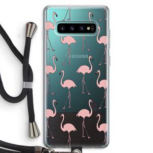 CaseCompany Anything Flamingoes: Samsung Galaxy S10 Plus Transparant Hoesje met koord