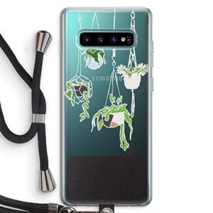 CaseCompany Hang In There: Samsung Galaxy S10 Plus Transparant Hoesje met koord