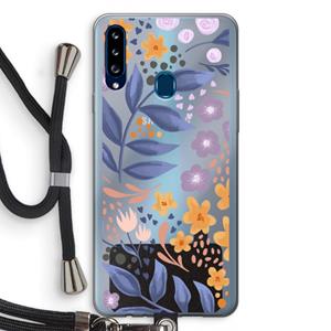 CaseCompany Flowers with blue leaves: Samsung Galaxy A20s Transparant Hoesje met koord